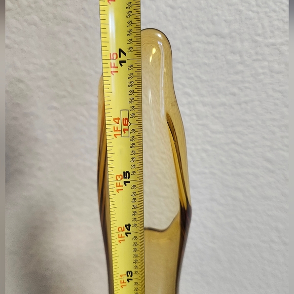 Vintage Viking Swung Glass Amber Pedestal Vase - Picture 8 of 9